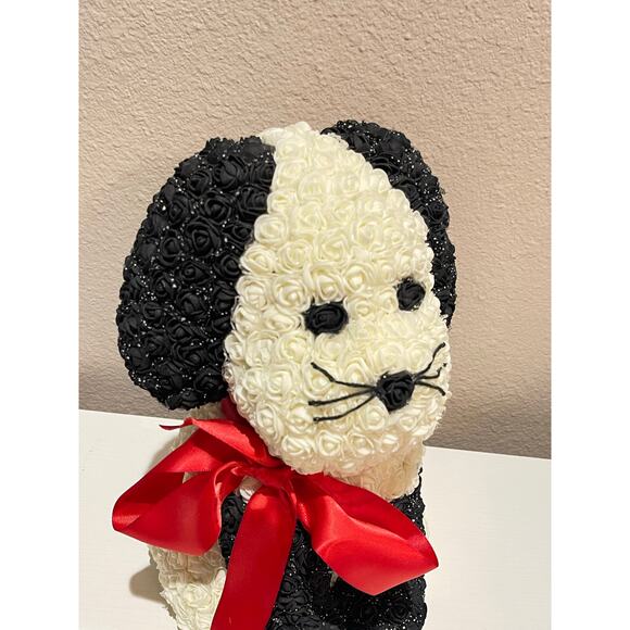 Handmade Pup From Roses Puppy Dog White Black - Picture 6 of 7